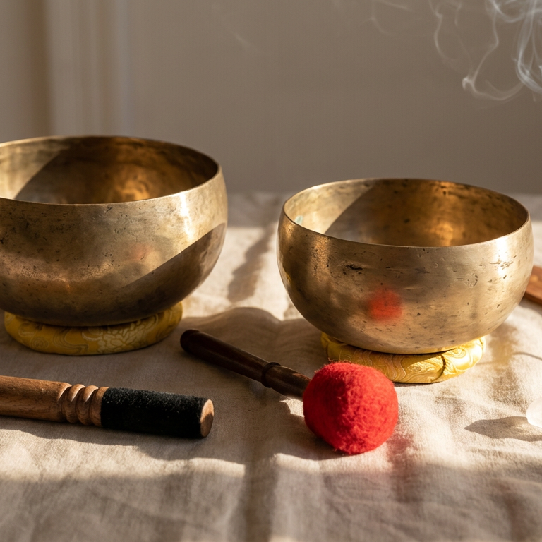Binaural singing bowls: 6.69"–7.09" (17–18 cm)